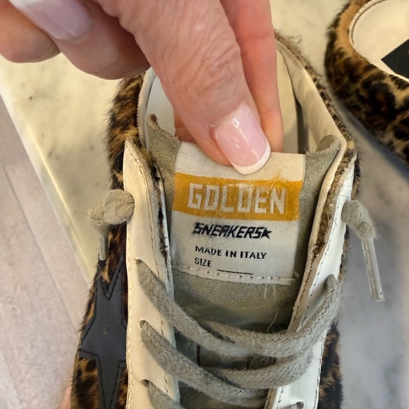 Like New- Golden Goose Super Star Sabot in Leopard Print Pony Skin w/ Black Star - Picture 9 of 13